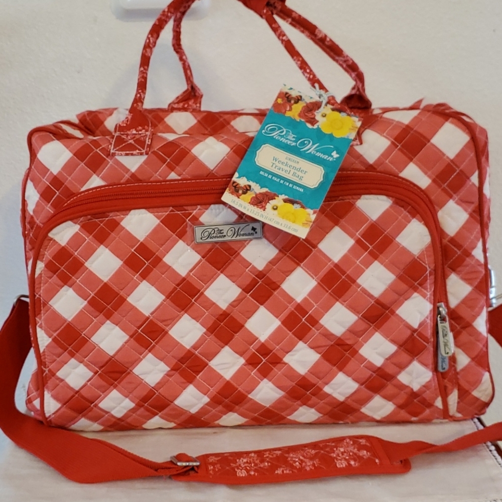 Pioneer Woman Gingham Weekender Travel Bag